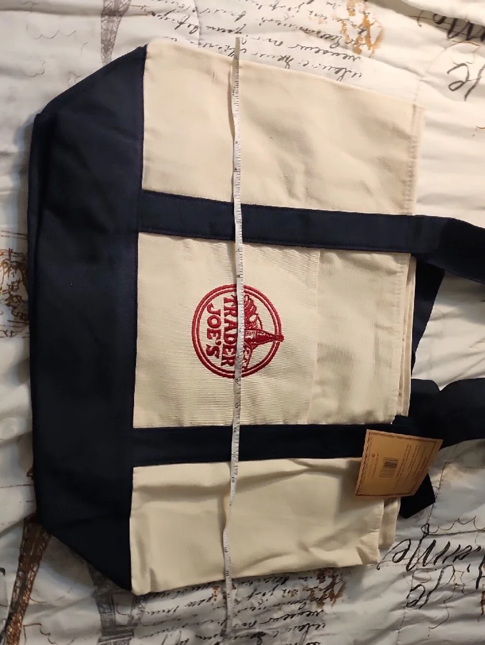 Trader Joe's Canvas Tote Bag - Navy & Cream